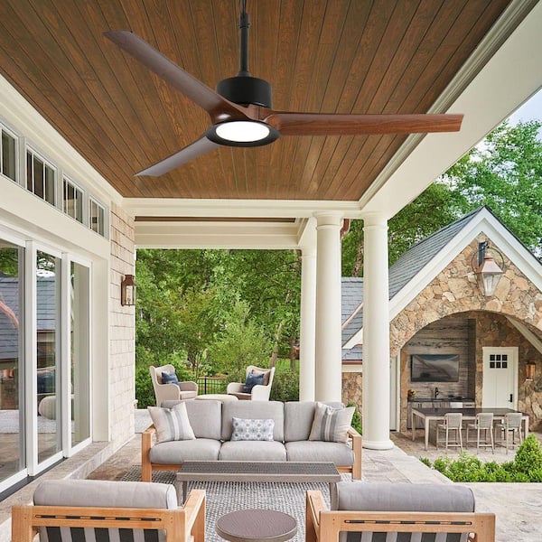 ボニック ONEMIX 52 in. Outdoor Black Housing Ceiling Fan with Light, Hook