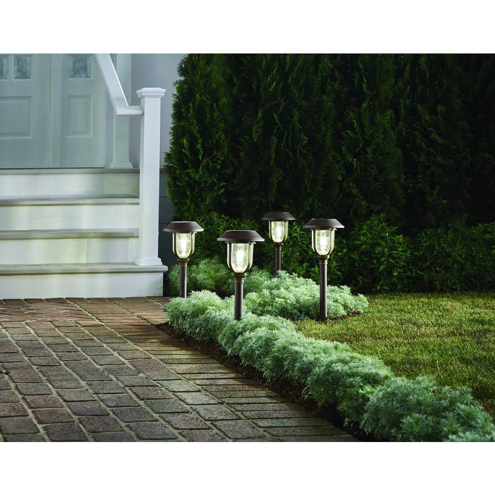 Savannah 25 Lumen Bronze and Brass LED Weather Resistant Outdoor Solar Path Light with Glass Lens (4-Pack) price history on PriceWatchPro