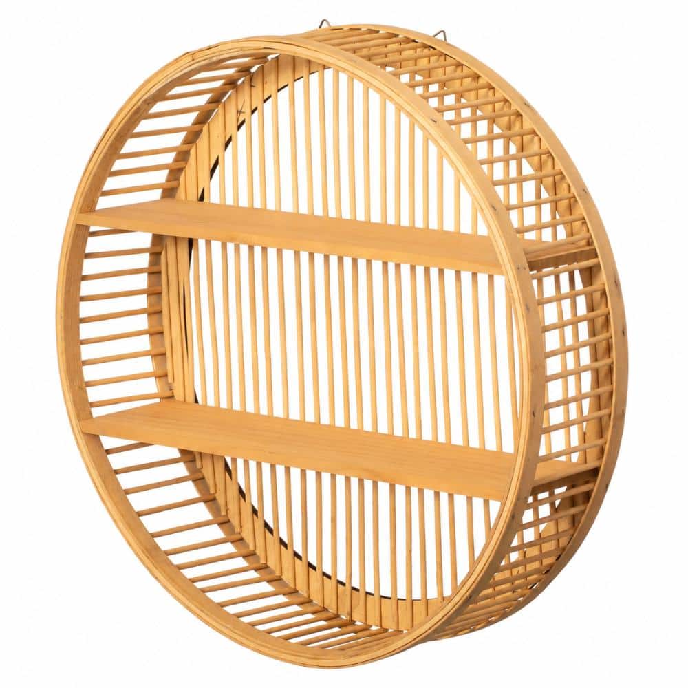 Round Bamboo Wall Shelf with 2 Wooden Tiers – Natural Hanging Wall Decor and Floating Display Rack, Small price history on PriceWatchPro