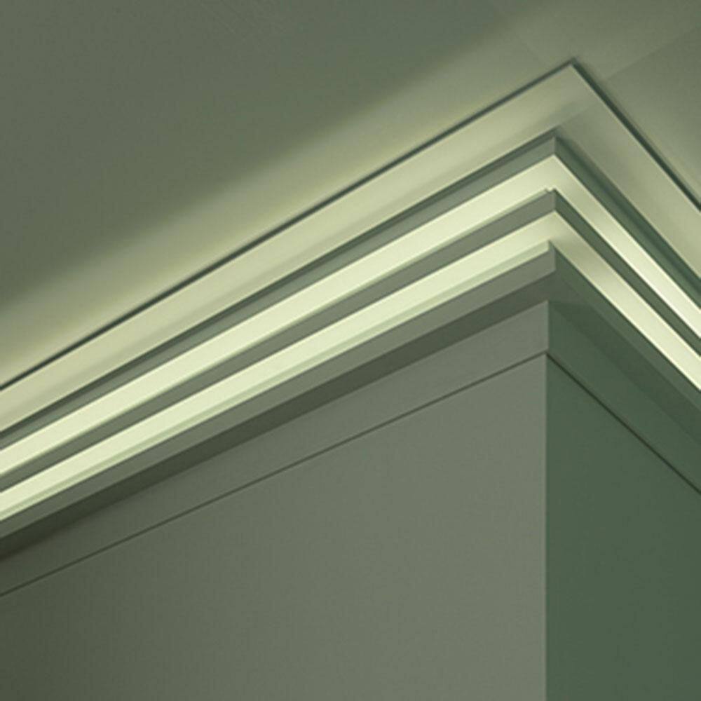 Primed White Polyurethane Crown Moulding for Indirect Lighting