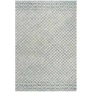 Abstract Blue/Ivory 5 ft. x 8 ft. Geometric Distressed Area Rug