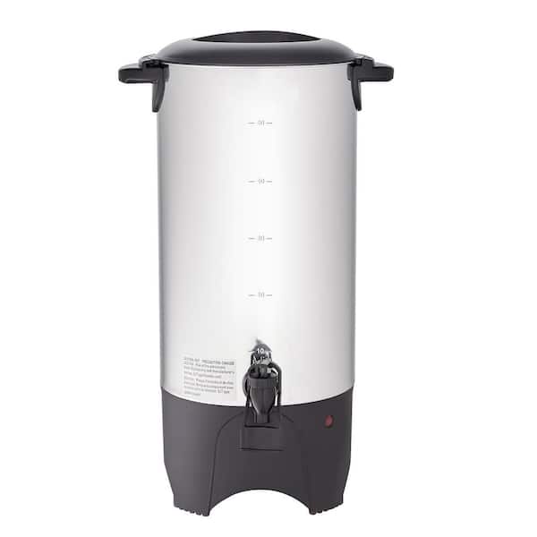 50-Cup Commercial Coffee Urn, Stainless Steel Dispenser 1000-Watt Electric Maker for Quick Brewing Detachable Power Cord
