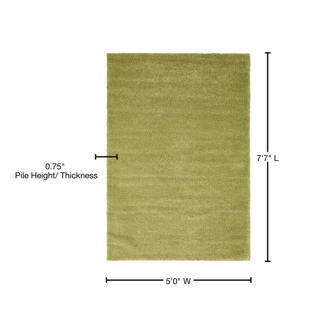 Calabasas Light Green 5' x 7' Plush Shag Area Rug