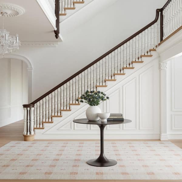 Gingham Machine Washable Blush 3 ft. x 5 ft. Indoor Area Rug
