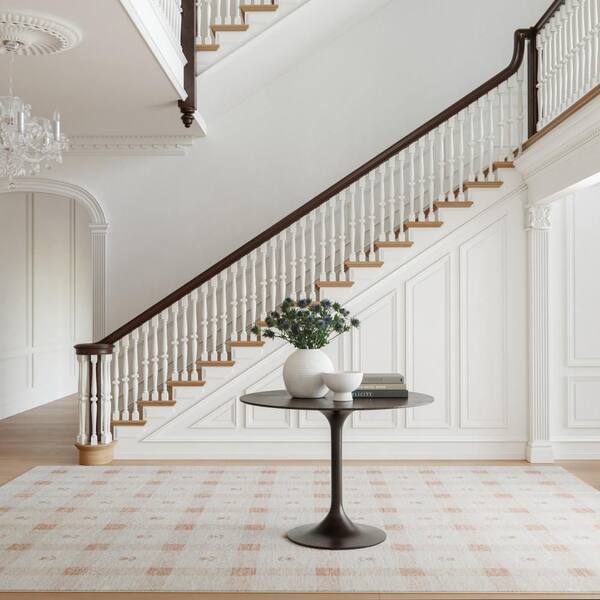 Gingham Machine Washable Blush 9 ft. x 12 ft. Indoor Area Rug