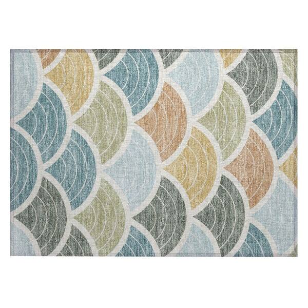 Chantille Machine Washable Indoor/Outdoor Abstract ACN3095 Seafoam 3 ft. x 4 ft. Area Rug