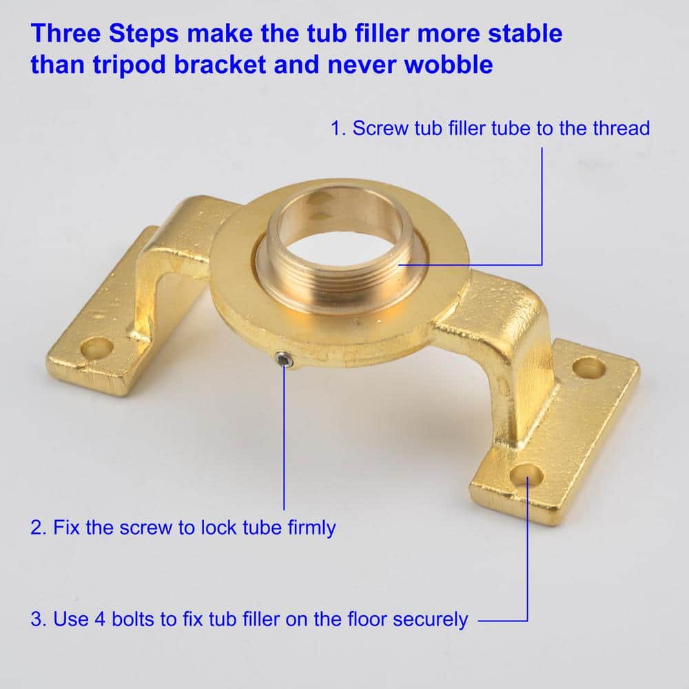 Matte Black Brass Floor-Mounted Freestanding Tub Filler