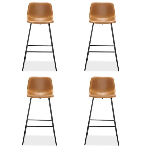 LUE BONA Faux Leather Bar Stools Metal Frame Counter Height Stools(Set of 4) LB21CH0024-700 - Home Depot