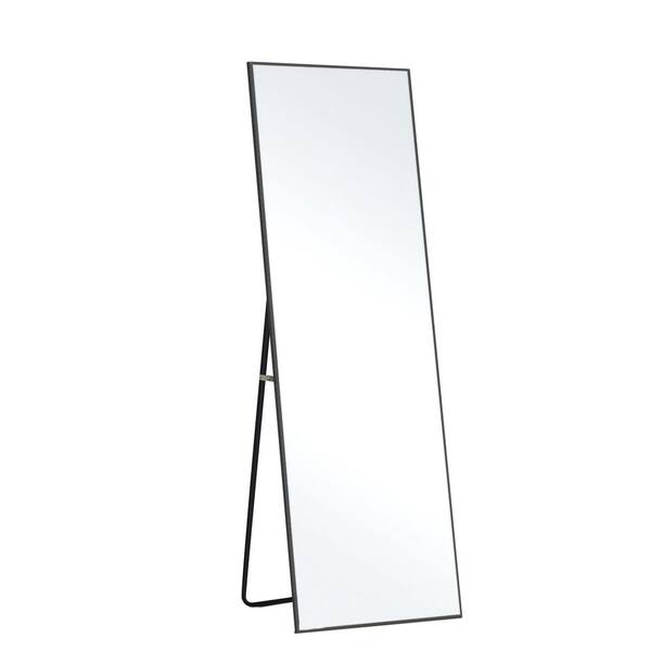 NEUTYPE 16 in. W x 59 in. H Modern Aluminum Alloy Framed Black FullLength Floor Mirror Standing