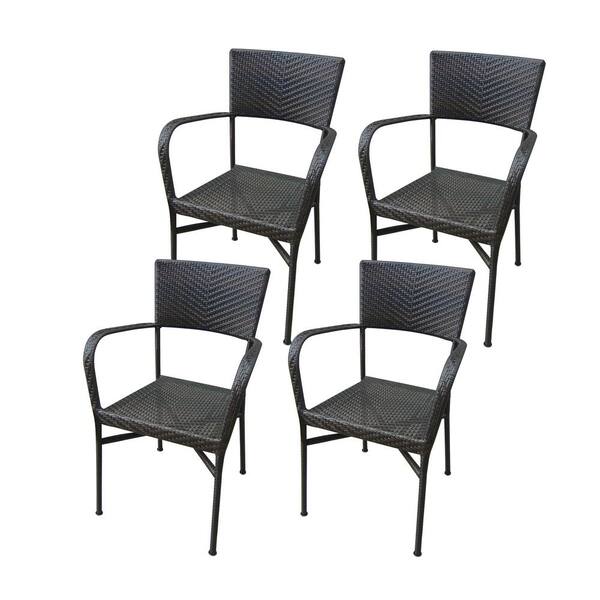 dubbin Stacking Wicker Patio Dining Armchair, Outdoor Woven Chair in