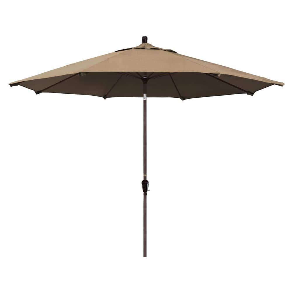 11 ft. Bronze Aluminum Market Patio Umbrella with Aluminum Ribs Auto Tilt Crank Lift in Heather Beige Sunbrella price history on PriceWatchPro
