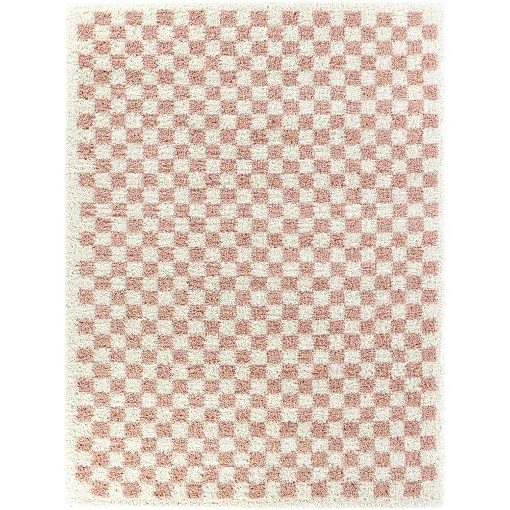 Hauteloom Pertek Checkered Square Tile Distressed Area Rug - 5'3 x 7' - Brown, Beige, Cream