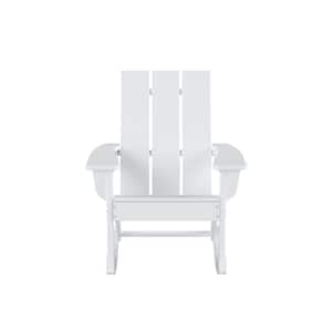 Shoreside White Plastic Modern Adirondack Outdoor Rocking Chair
