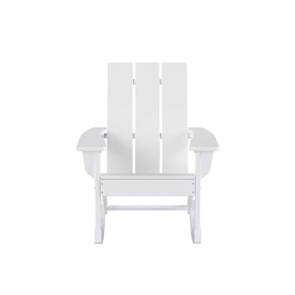 Shoreside White Plastic Modern Adirondack Outdoor Rocking Chair