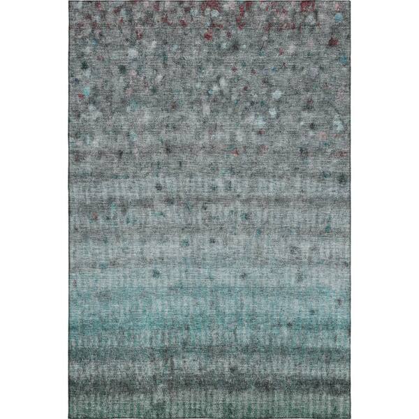 Mayfield Premium Machine Washable Abstract AMF2315 Teal 10 ft. x 14 ft. Area Rug