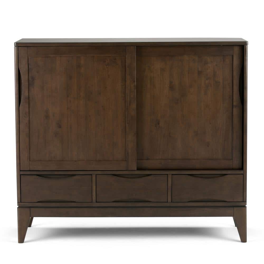 Harper Mid-Century Modern Walnut Brown Solid Hardwood Office Cupboard