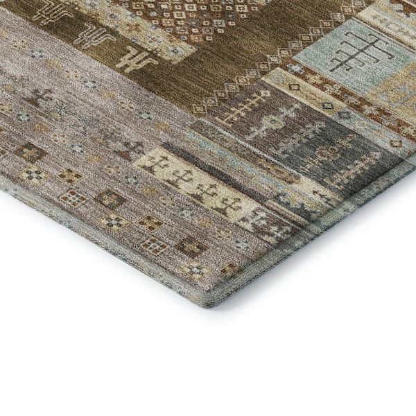 Mayfield Premium Machine Washable Abstract AMF2160 Brown 10 ft. x 14 ft. Area Rug