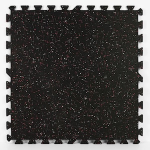 Rhyolite Black 24 in. W x 24 in. L x 0.47 in. Thick Rubber Interlocking Exercise Floor Tiles (4 tiles/case)