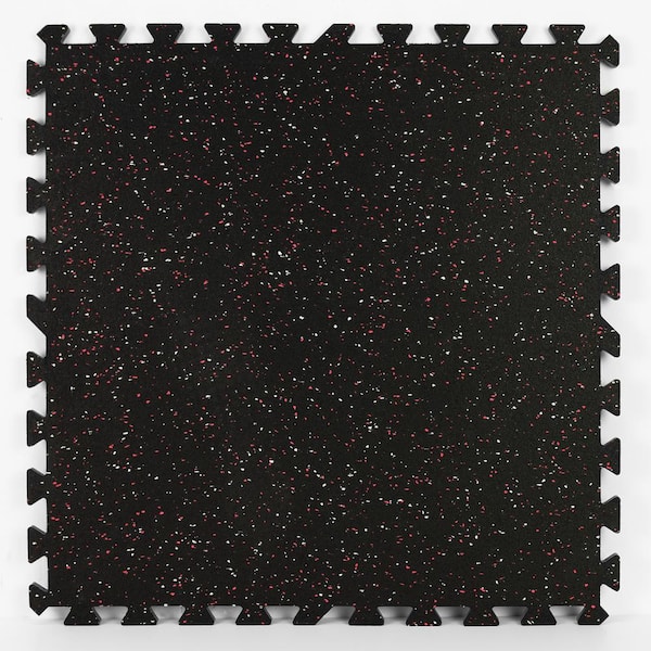 FloorPops Rhyolite Black 24 in. W x 24 in. L x 0.47 in. Thick Rubber Interlocking Exercise Floor Tiles (4 tiles/case)