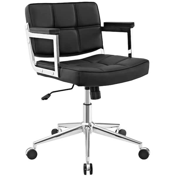 MODWAY Portray Black Mid Back Upholstered Vinyl Office Chair