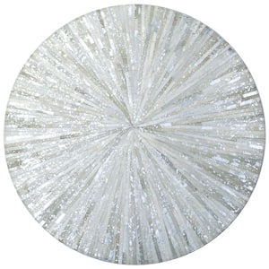 White Leather Hair-On 6 ft. x 6 ft. Round Area Rug
