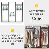 BYBLIGHT Carmalita Brown and Black Wood and Steel Clothes Rack Freestanding Garment Rack for Bedroom BB-JW0096QPHT