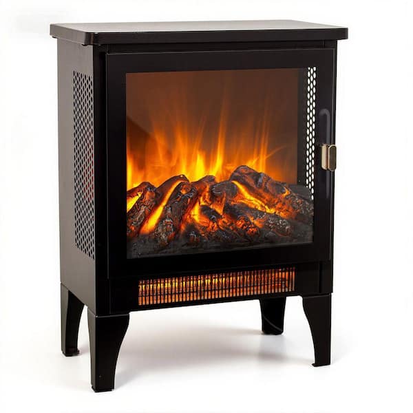 17 in. Freestanding Electric Fireplace Stove Heater with 3D Flame Effect Classic CSA/UL Certified in Black