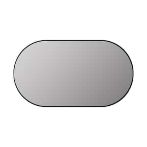 36 in. W x 18 in. H Oval Aluminium Framed Wall Bathroom Vanity Mirror with Pre-Set Hooks in Black