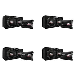 12 in. 1200-Watt Dual Loaded Car Subwoofer with Sub Box and Amplifier (4-Pack)