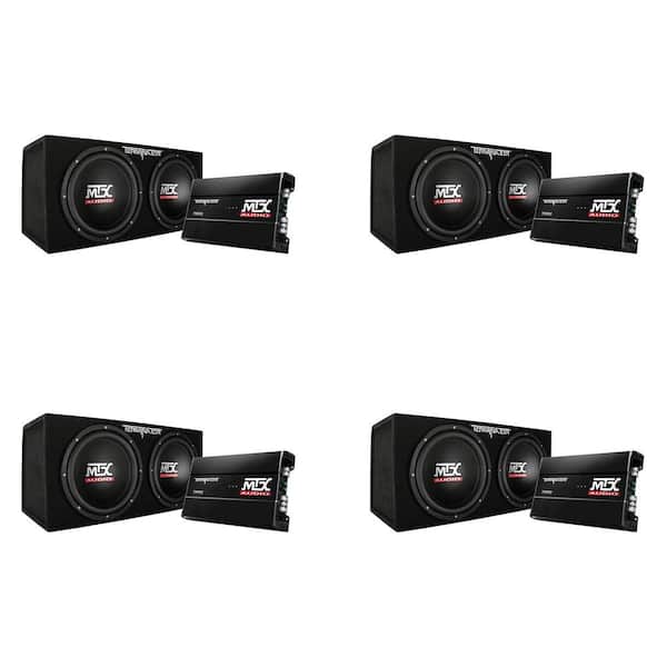 pouch Stolt Fantastisk MTX 12 in. 1200-Watt Dual Loaded Car Subwoofer with Sub Box and Amplifier  (4-Pack) 4 x TNP212D2 - The Home Depot