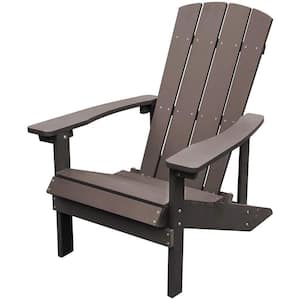 Weather Resistant Hips Plastic Adirondack Chair Lounger, Fire Pit Chairs for Patio Balcony Deck in Coffee