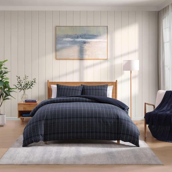Cold Spring 3-Piece Blue Cotton Blend King Duvet Cover Set