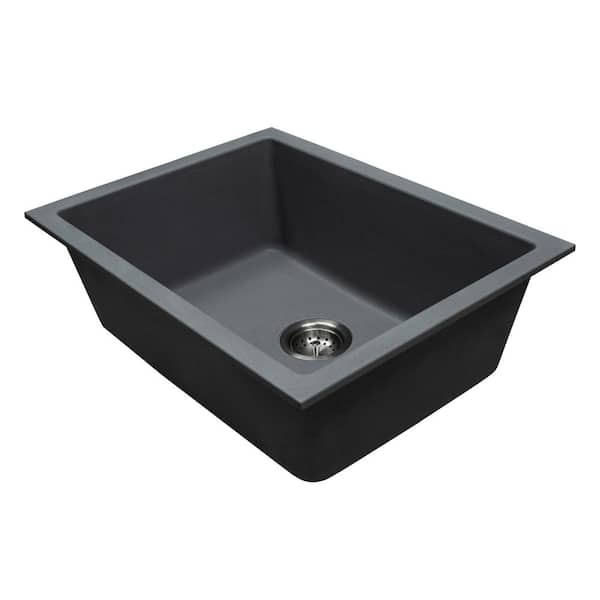 MSI 24 in. Undermount Single Bowl Matte Gray Quartz Kitchen Sink