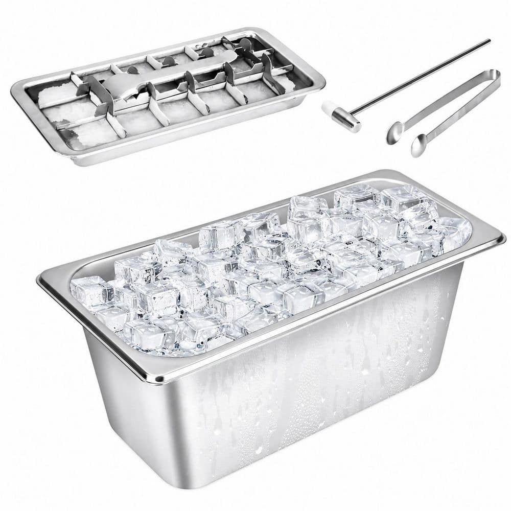 Stainless Steel Ice Cube Tray with Bin, Vintage 3-Row Metal Mold with Release Lever for Large Cubes, Kitchen Bar price history on PriceWatchPro