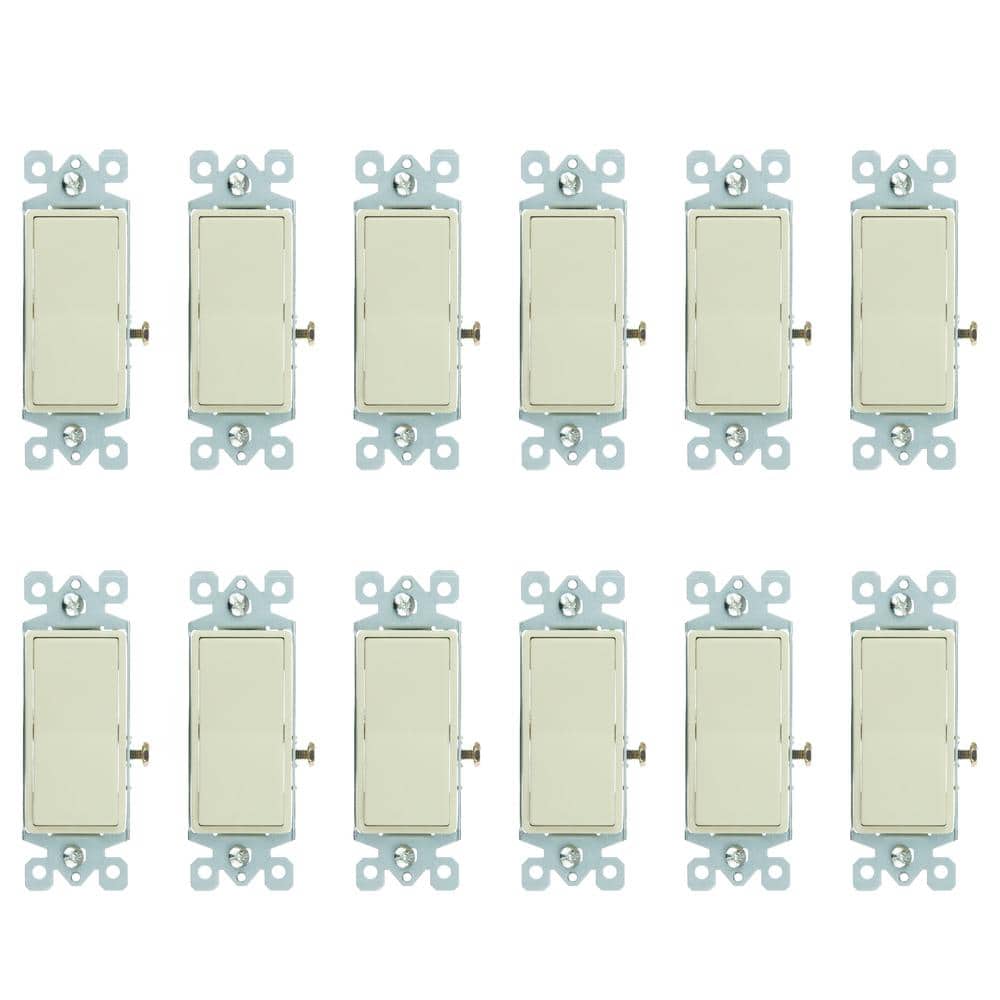 Sunlite 15 Amp Single Pole Rocker Ivory Light Switch (12Pack) HD40865