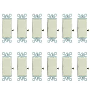 15 Amp Single Pole Rocker Ivory Light Switch (12-Pack)