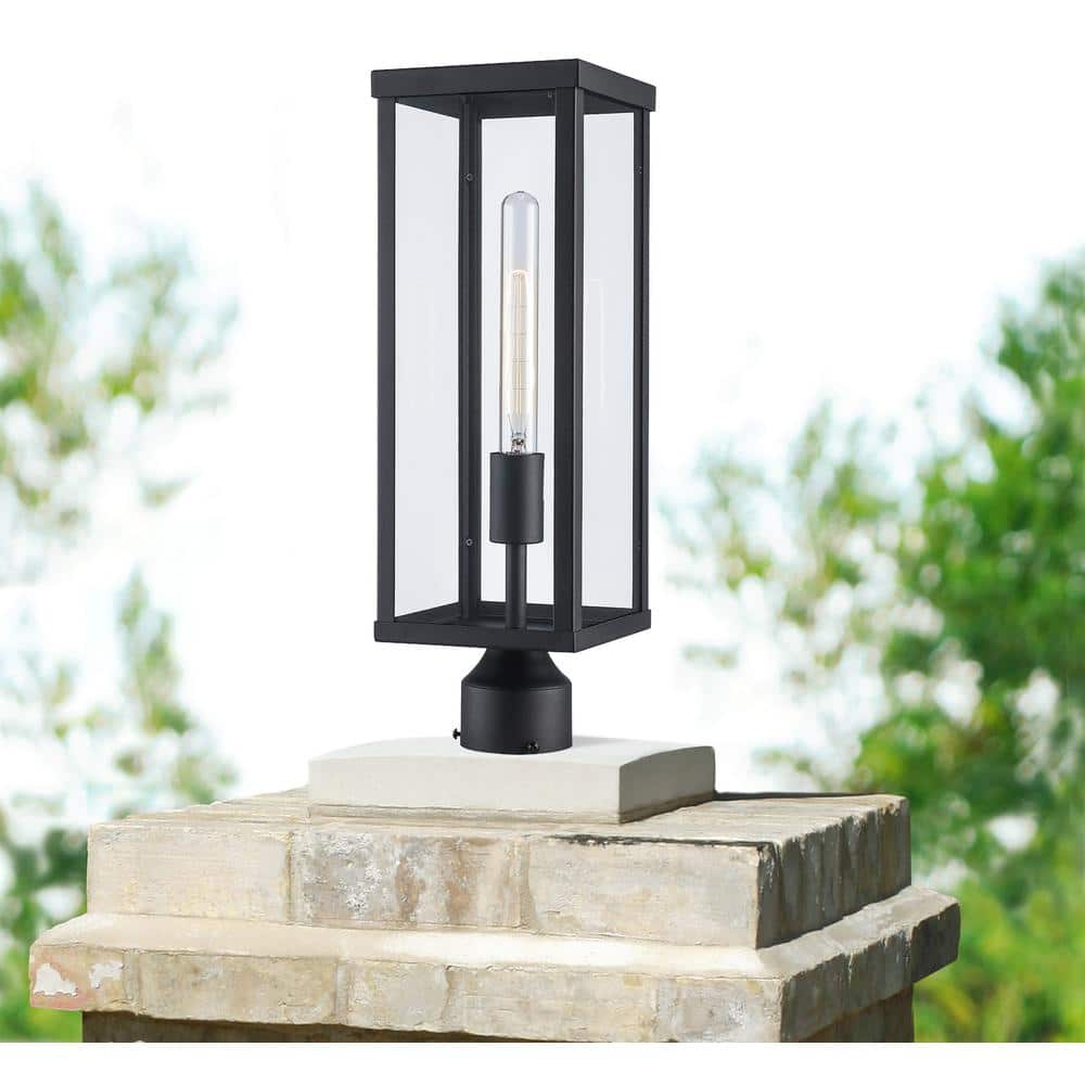 Oxford Industrial Black Outdoor Post Lantern, 19.25" Height