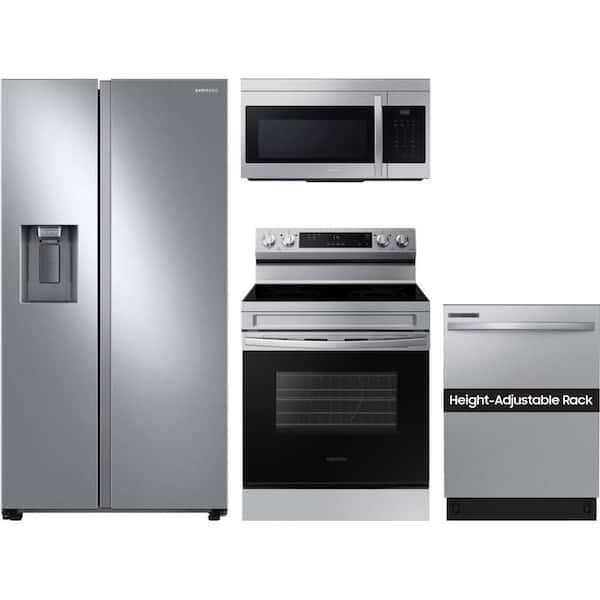 27.4 cu. ft. Standard Depth Side by Side Refrigerator with 4 Element Smart Freestanding Electric Range and Dishwasher