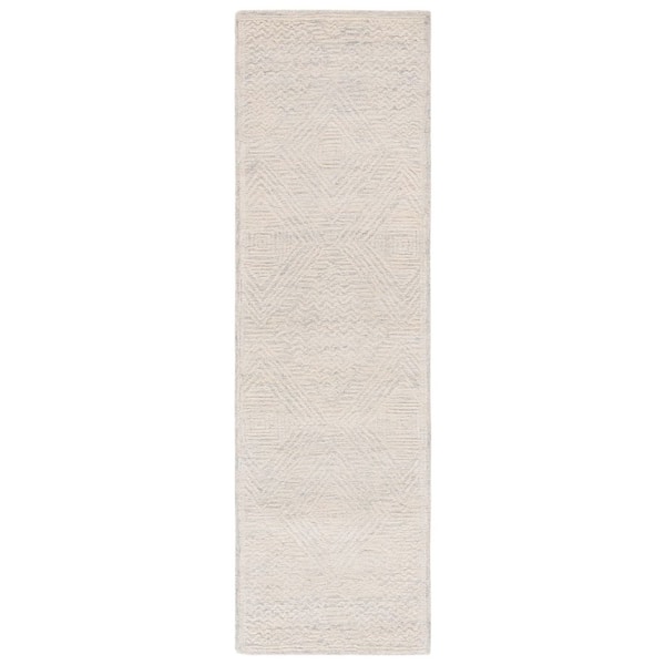 SAFAVIEH Textural 2 ft. x 8 ft. Gray/Ivory Diamond Runner Rug