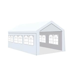 10 ft. x 20 ft. White Heavy-Duty Carport Gazebo, Canopy Garage, Car Shelter with Windows