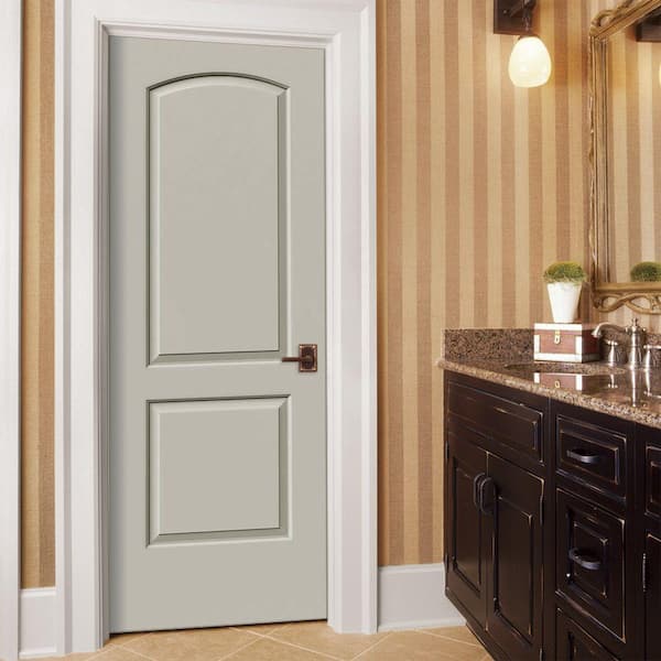 24 in. x 80 in. Caiman 2 Panel Left-Hand Hollow Core Desert Sand Paint Molded Composite Single Prehung Interior Door