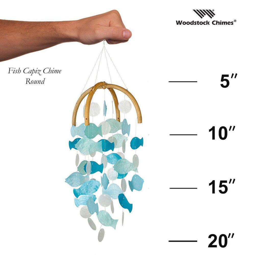 Handcrafted Blue and White Capiz Fish Wind Chime