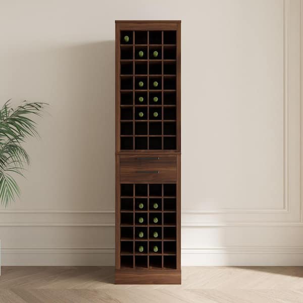 EPOWP 32-Bottle Walnut Brown MDF Freestanding Wine Rack LX-WR-14-2