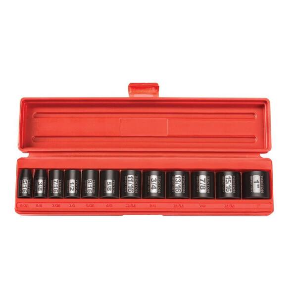 TEKTON 3/8 in. Drive 5/16-1 in. 12-Point Shallow Impact Socket Set