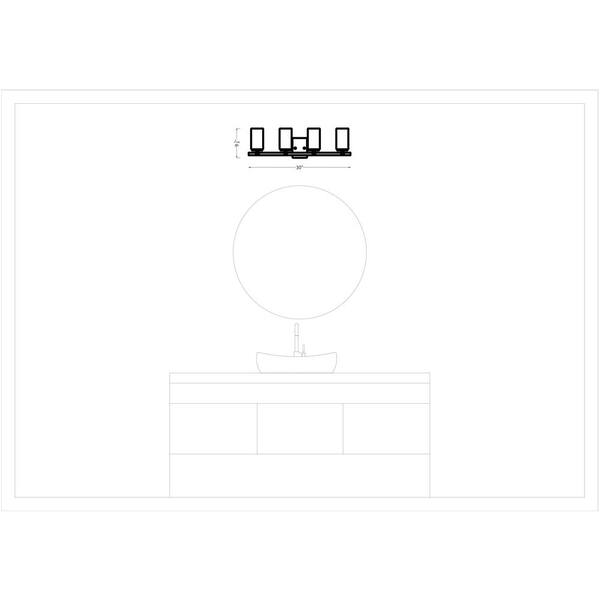 Generation Lighting - Alturas 30.5 in. 4-Light Midnight Black Modern Contemporary Wall Bathroom Vanity Light with Satin Etched Glass Shades