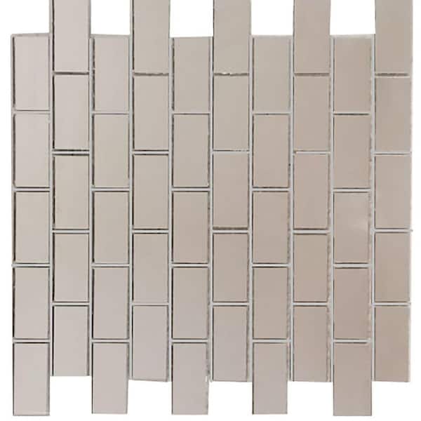 Abolos Reflections Straight Edge Silver Brick Mosaic 1 In X 2 Glass Mirror Wall Tile 14 Sq Ft Case Hmdmsc0102 Si The Home Depot - Mirror Tiles For Walls Home Depot