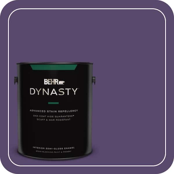 BEHR DYNASTY 1 gal. #P570-7 Proper Purple One-Coat Hide Semi-Gloss Enamel Interior Stain-Blocking Paint & Primer