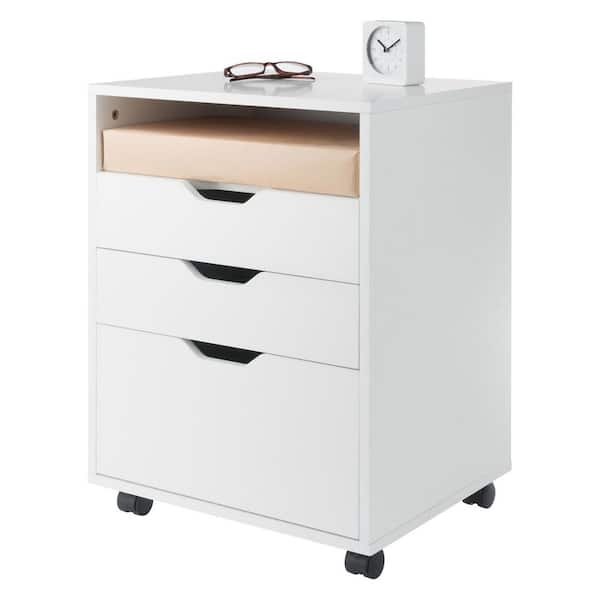 Winsome Wood Halifax White 26.3 in. Mobile Office Storage Cabinet