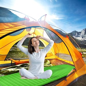 3 in. Inflatable Camping Sleeping Pad Waterproof and Comfortable Sleeping Mat Green