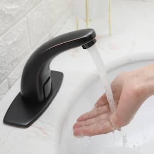 Touchless Automatic Motion Sensor Single Hole Bathroom Faucet with Temperature Control Mixing Valve in Oil Rubbed Bronze